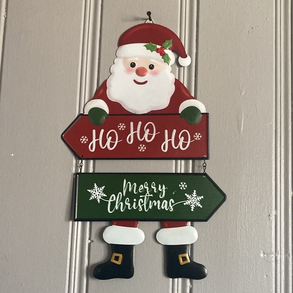 NWT- 18”- 2 Piece- Metal Santa Decoration Sign- Ho Ho Ho & Merry Christmas - Picture 7 of 11